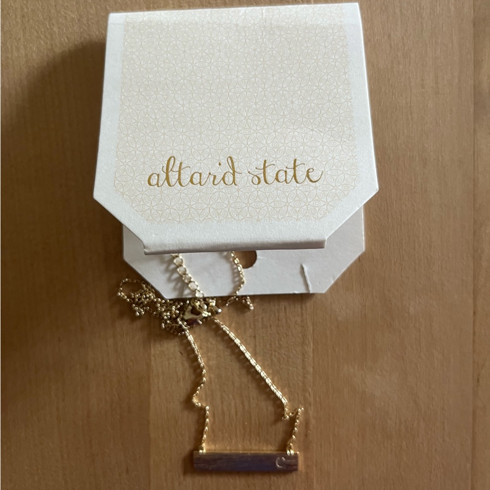 Gold Altar’d State Inital Bar Necklace.